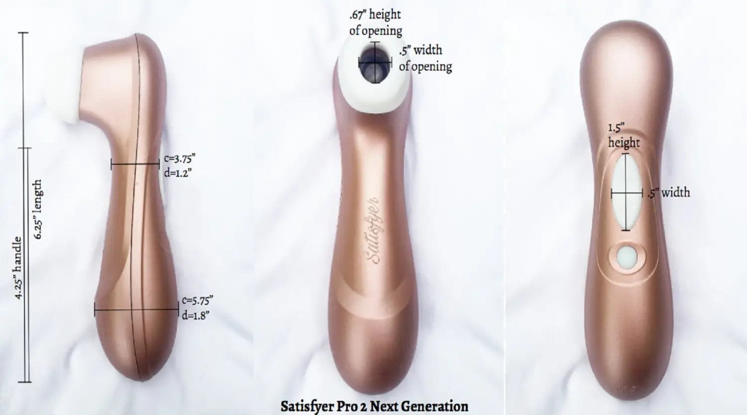 image of a satisfyer pro 2 next gen with dimension measurements
