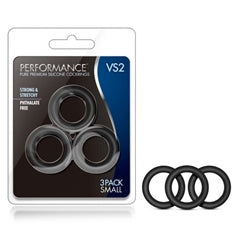 Performance VS2 Silicone Cockrings - Black - Small