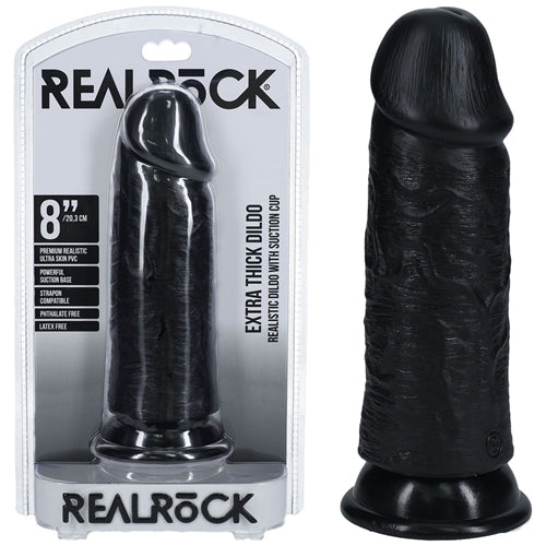 REALROCK 20cm Extra Thick Dildo - Black
