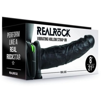 REALROCK Vibrating Hollow Strap-on -8 inchs Black