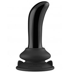 CHRYSTALINO PRICKLY Glass Vibrator with Suction Cup and Remote - Rechargeable 10 Speed - BLK