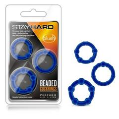 Stay Hard Beaded Cockrings - Blue