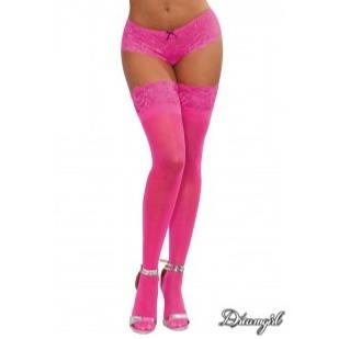 Dreamgirl Thigh High Stockings - Neon Pink - One Size Fits Most