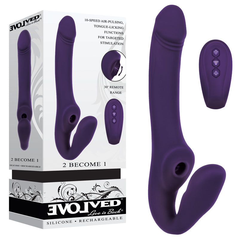 Evolved 2 BECOME 1 - Purple 23.5 cm USB Rechargeable Strapless Strap-On with Remote