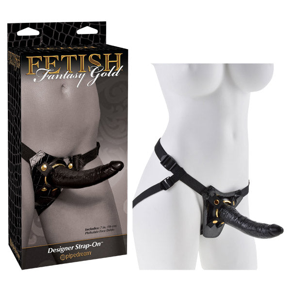 Fetish Fantasy Gold Designer Strap-On - Black/Gold 18 cm (7'') Strap-On