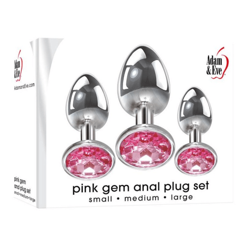 Windsor anal plug set Gem Metal Anal Plug Set in Pink - Adam & Eve