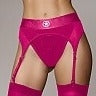 Ouch! Vibrating Strap-on Thong with Adjustable Garters - Pink - XS/S
