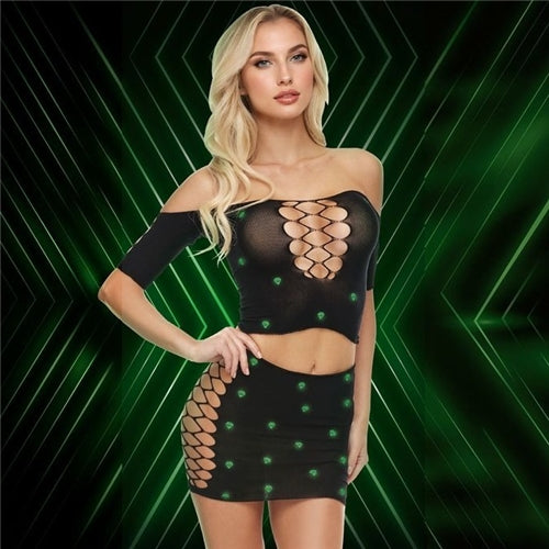 LAPDANCE Diamond Crop Top & Skirt Set - OS