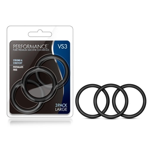 Performance VS3 Silicone Cock Rings - Black Large