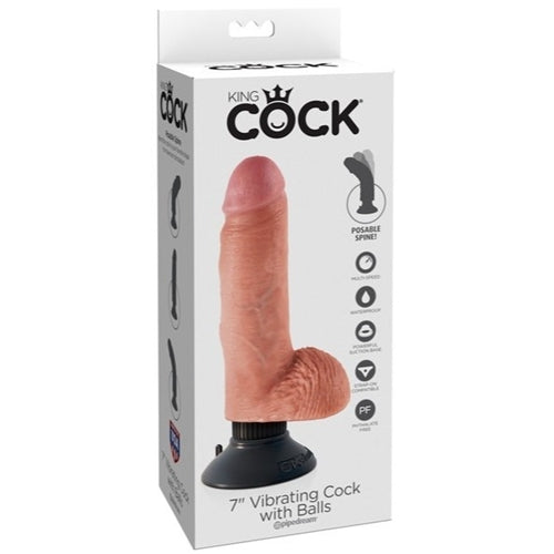 King Cock 7 in. Vibrating Cock with Balls Flesh