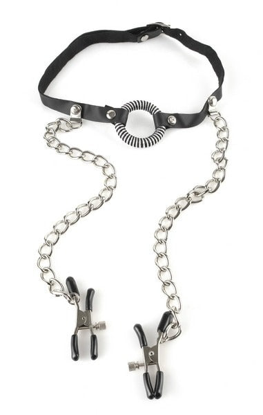 Fetish Fantasy Series O-Ring With Nipple Clamps