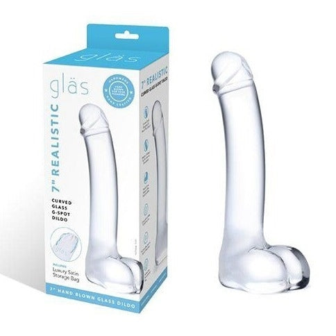 Realistic Curved Glass G-Spot Dildo 7’