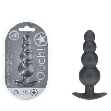 OUCH! Beaded Anal Plug - Gun Metal