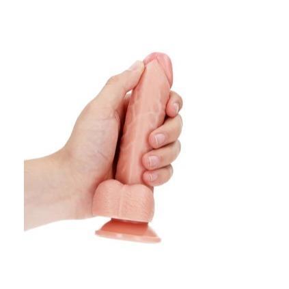 Realistic Dildo with Balls and Suction Cup Curved Style In BLACK 6''/ 15.5 cm