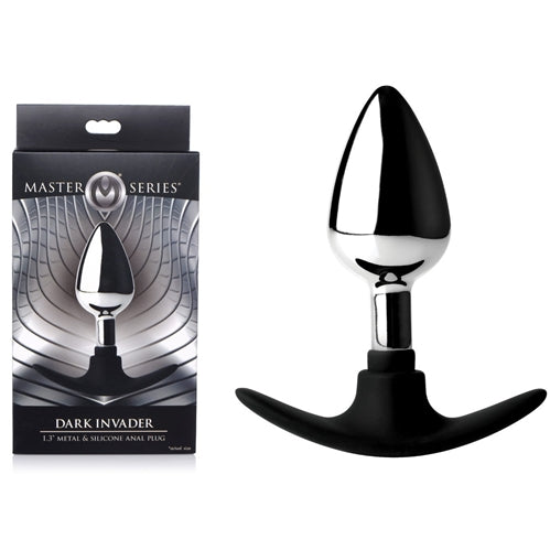 Master Series - Dark Invader Metal and Silicone Anal Plug MEDIUM