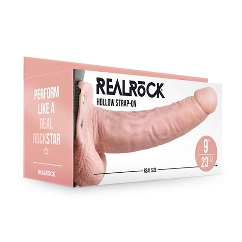 Realrock Hollow Strapon with Balls 9" Flesh