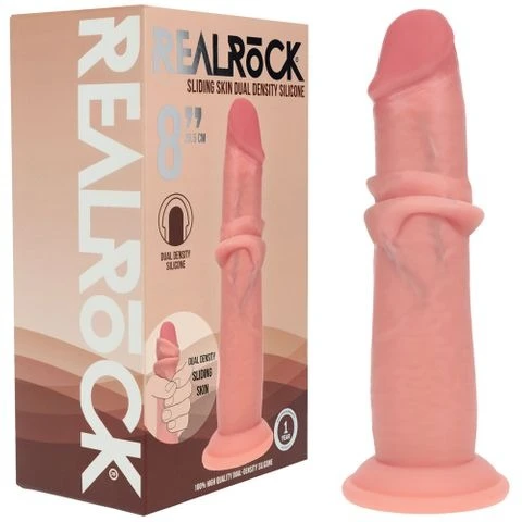 REALROCK Dual Density 8'' Sliding Skin Silicone Dildo