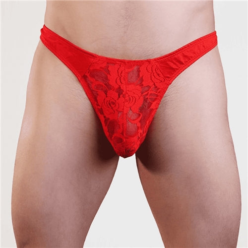 Mens Lace Thong with Lycra Back