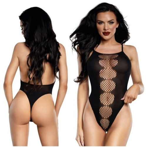 DreamGirl Fishnet Peek-A-Boo Teddy Black