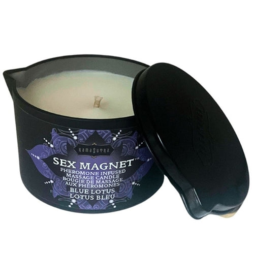 Kama Sutra Sex Magnet MASSAGE BLUE LOTUS CANDLE with pour spout