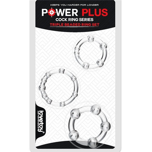 Power Plus Triple Beaded Ring Set