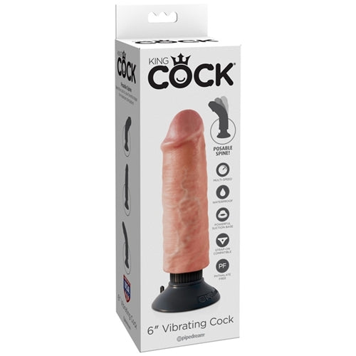 King Cock  6' Vibrating Cock - Flesh