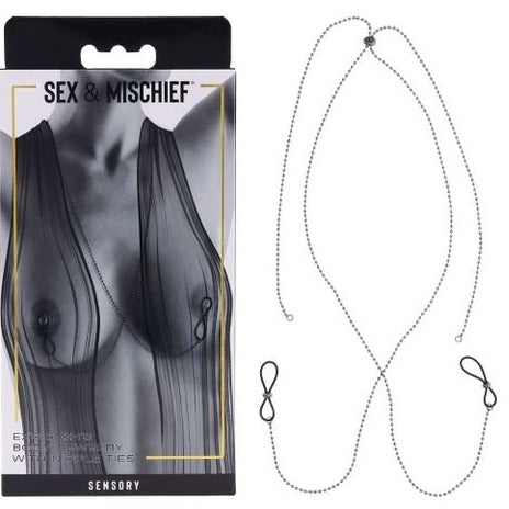 S&M Exs & Ohs Body Jewelry with Nipple Ties