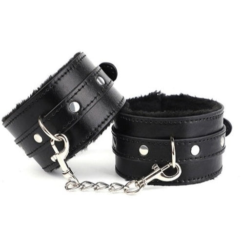 JCW Black and Silver Fluffy Hand Cuffs