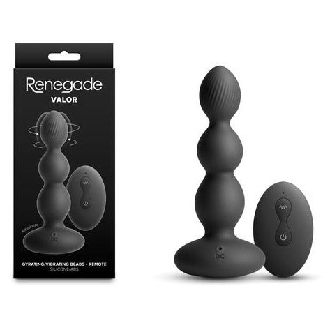 Renegade Valor - Black Rechargeable Vibrating Anal Beads with Wireless Remote