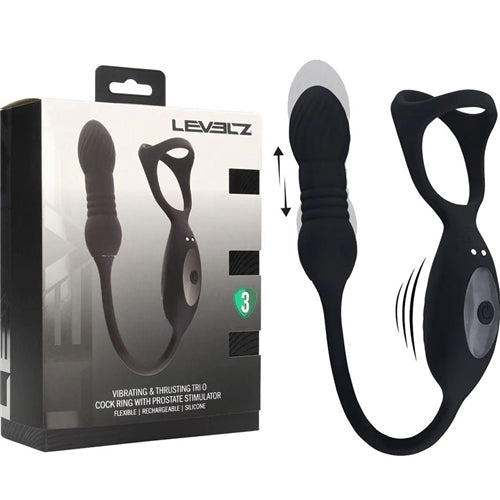 Levelz Tri-O Cock Ring with Vibrating & Thrusting Prostate Stimulator