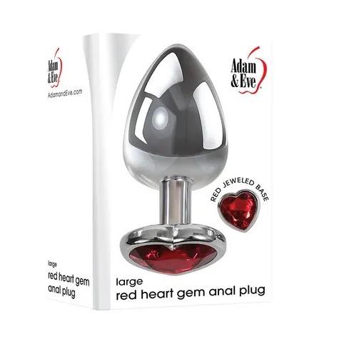 Adam & Eve large red heart gem anal plug