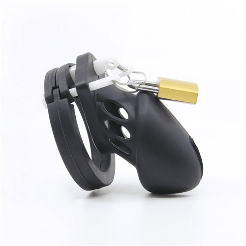 Silicone Male Chastity Cage Black - Short