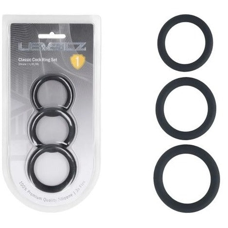 LEVELZ Classic Silicone Cock Ring Set - L/XL/XXL