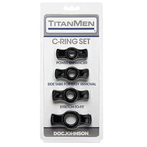 Doc Johnson TitanMen Cock Ring 4 Pack Black