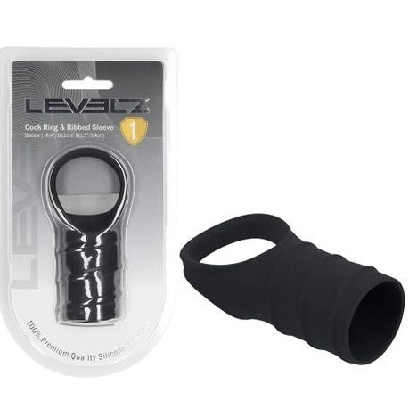 LEVELZ Silicone Cock Ring & Ribbed Sleeve