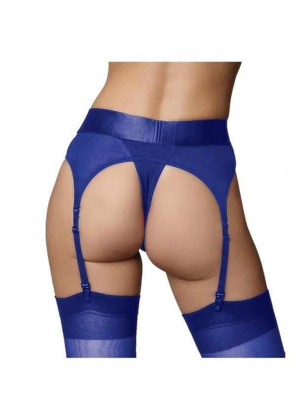 OUCH VIBRATING STRAP-ON THONG W/GARTERS BLUE XS/S