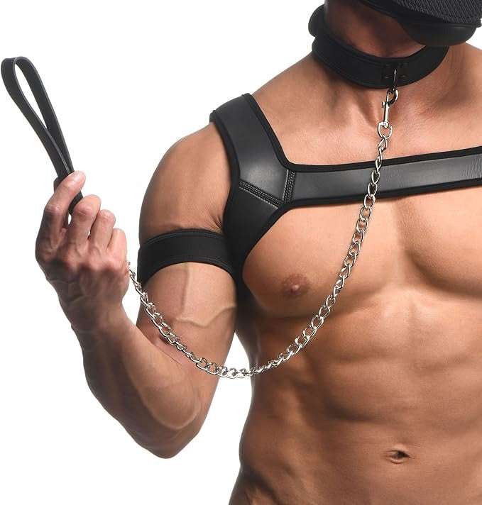 Master Series Full Pup Arsenal Set Neoprene Puppy Hood, Chest Harness, Collar W/ Leash, & Arm Bands