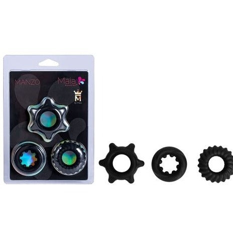 Maia MANZO - Black Silicone 3 Pack Cock Rings