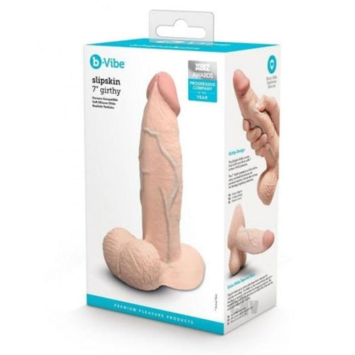 b-Vibe Slipskin Realistic Silicone Dildo - 7" Girthy Cream