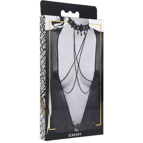 Sex and Mischief Lace Collar with Nipple Ties