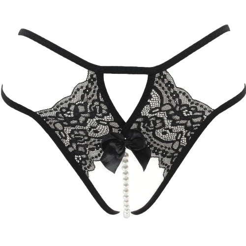 Lace & Pearl Crotchless Panties
