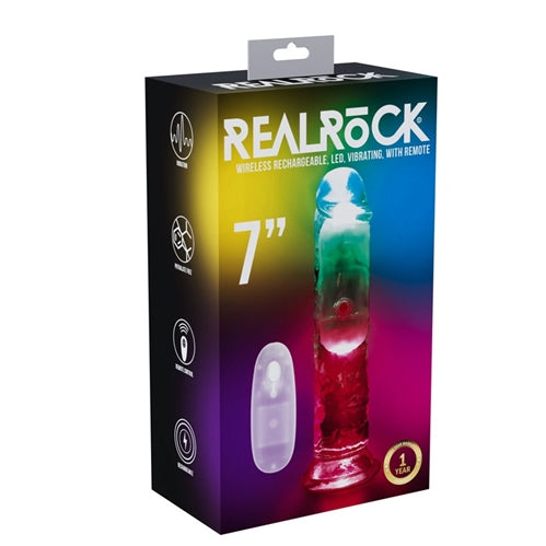 Realrock 7" No Balls Wireless Rechargeable Led Vibrating Dong