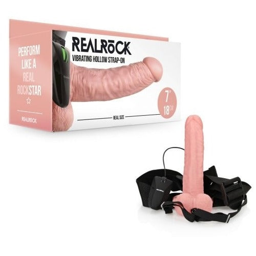 RealRock Vibrating Strapon with Balls - 7"