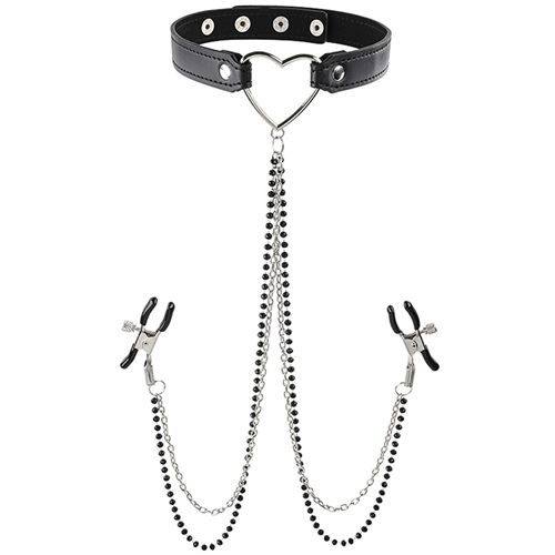 Sex & Mischief Amor Collar With Nipple Clamps