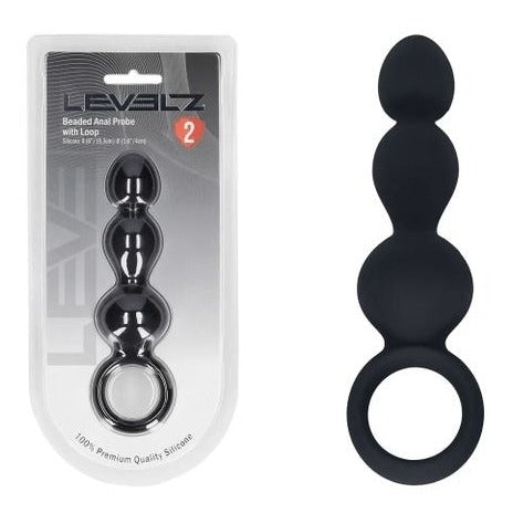 LEVELZ Beaded Silicone Anal Probe with Loop