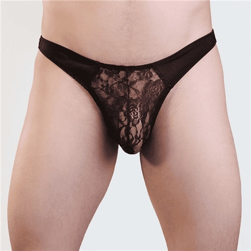 Mens Lace Thong with Lycra Back