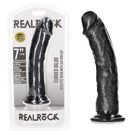 REALROCK Realistic Curved Dildo 7" 18 cm - Black