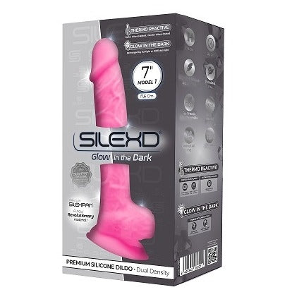 Silexd 7" Dildo Model 1 - Pink Glow In The Dark