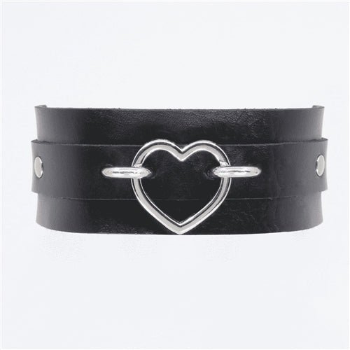 Heart Embellishment Faux Leather Choker