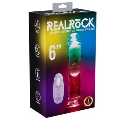 REALROCK 6'' No Balls Wireless Rechargeable LED Vibrating Dong